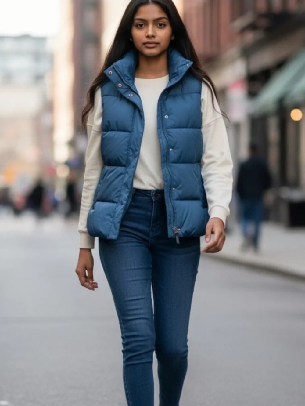 Athleta Teal/Sardinia Blue Downtown Down Puffer Vest Y2K Gorpcore Size XXS NEW